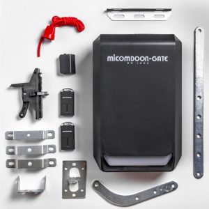 Kit operador de techo Micomdoor Gate SC1000 con rail 3300mm 1 pieza con correa dentada, cuadro de maniobra incorporado. El kit incluye receptor y 2 emisores.